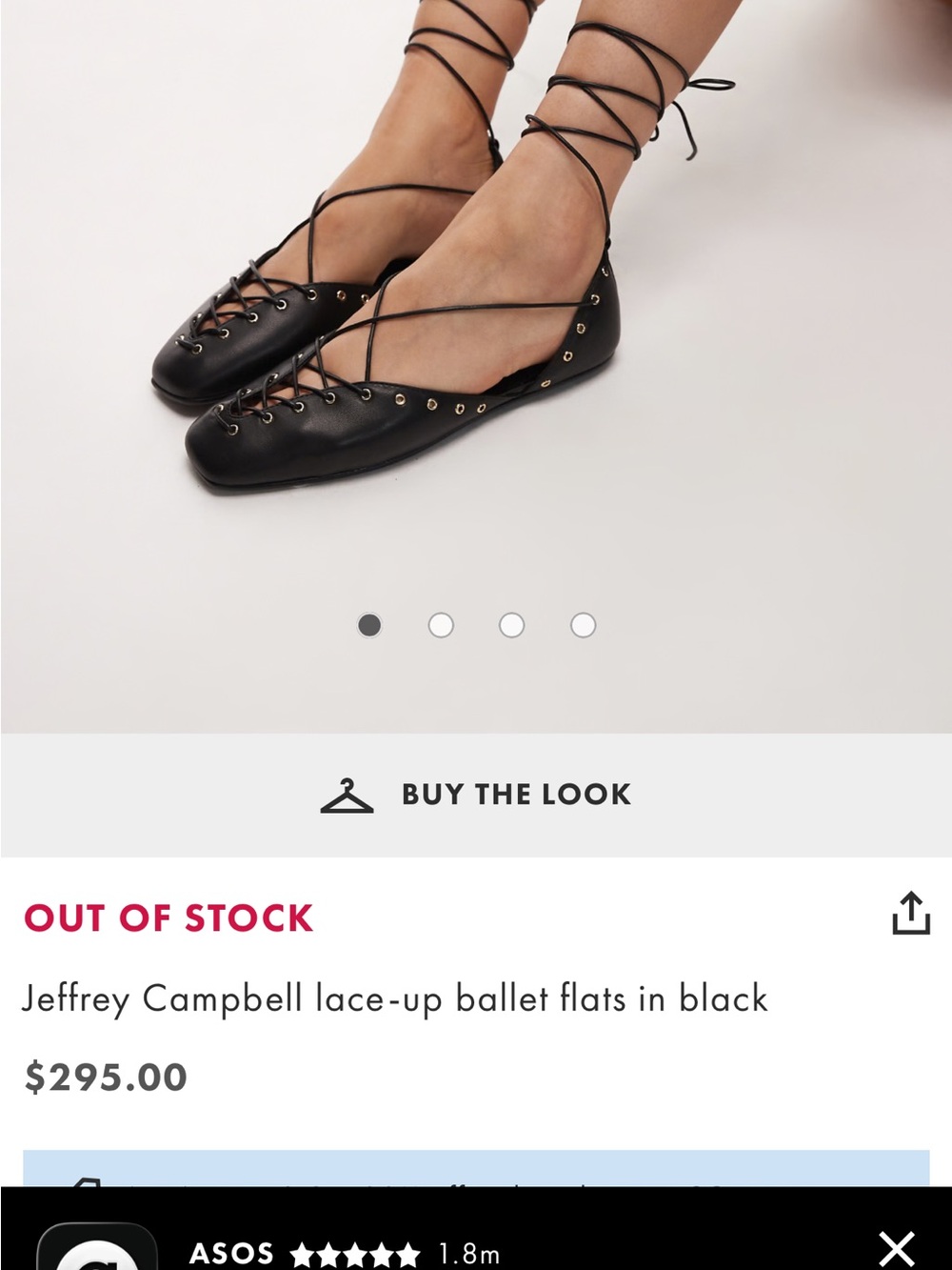 Jeffrey Campbell Black Lace-Up Ankle Wrap Square Toe Ballet Flats - Picture 3 of 11